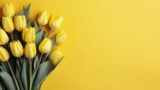 Beautiful tulip bouquet on a colorful background