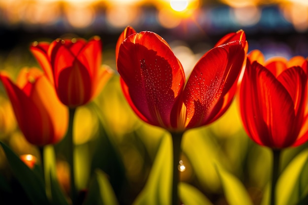 A beautiful tulip flowers Blooming Splendor The Enchanting World of Tulips Generative AI