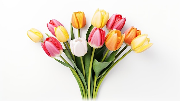 Beautiful tulips bouquet isolated on white background