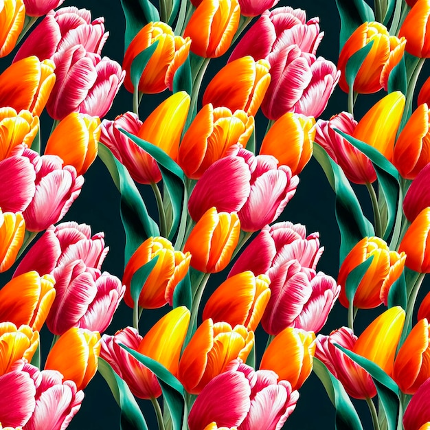 Beautiful tulips seamless background Romantic flowers luxury repeating backdrop