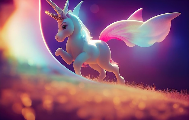 Beautiful unicorn on clouds with stars illustration