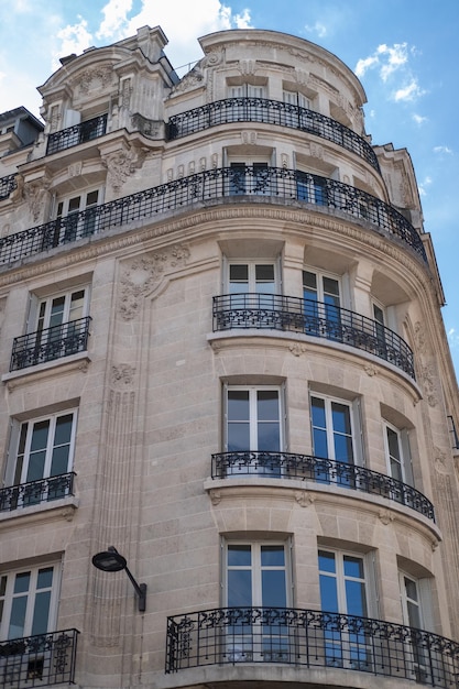 Beautiful unique exterior of the residential apartments in Paris