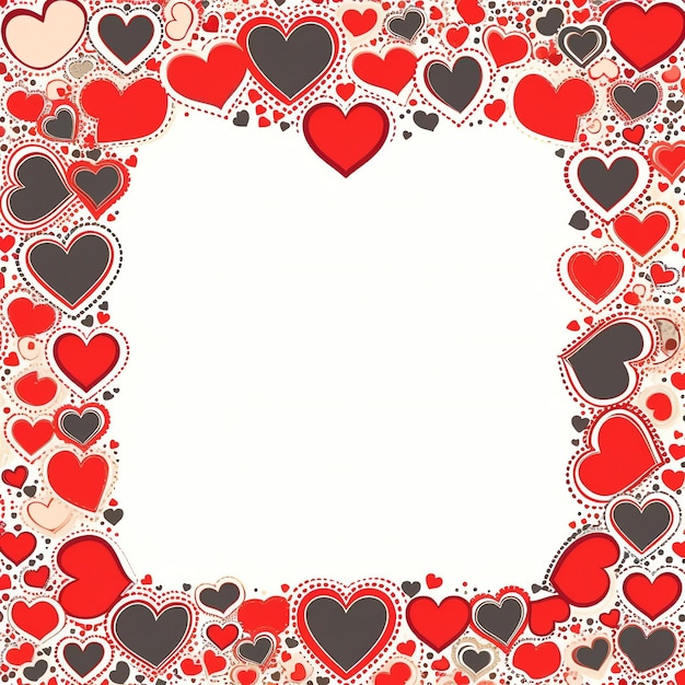 Photo beautiful valentine day background with a frame of a red and pink hearts border and copy space