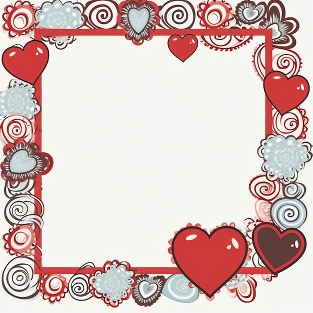 Photo beautiful valentine day background with a frame of a red and pink hearts border and copy space