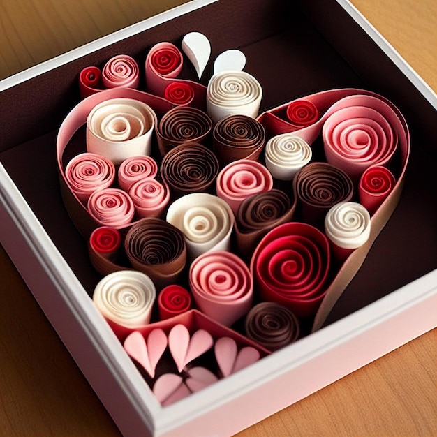 beautiful valentines day paper quilling art featuring box