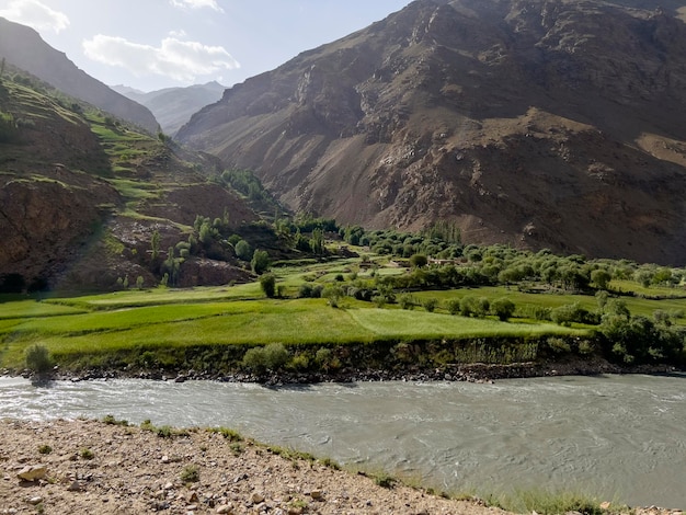 Beautiful valley in Afghanistan at the Panj