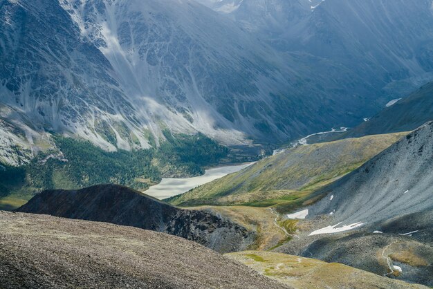 Beautiful valley with mountains lake