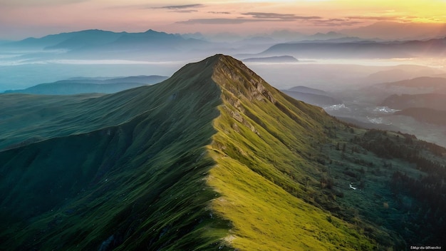 Beautiful vertical shot of a long mountain peak covered in green grass perfect for a wallpaper