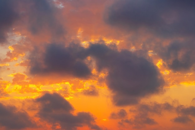 Beautiful vibrant sunset with dramatic clouds