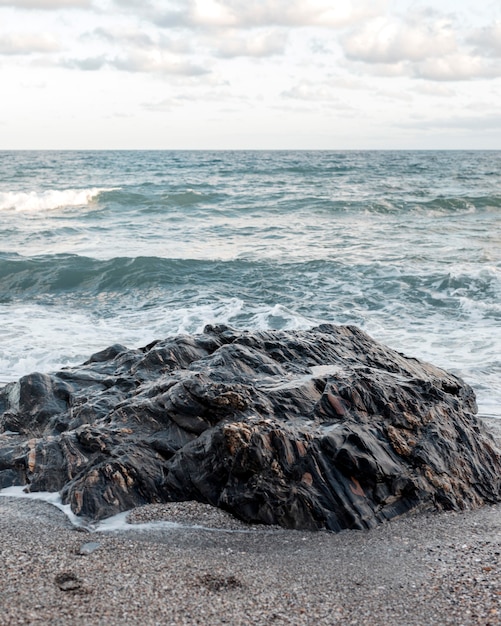 Beautiful view of the beach with waves