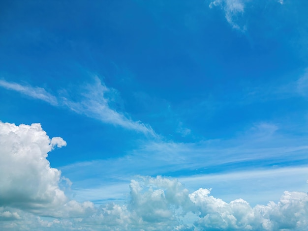 Beautiful view of blue sky with clouds at sunrise Partly cloudyBackground cloud summer Cloud summer Sky cloud clear with sunset Natural sky cinematic beautiful yellow and white texture background