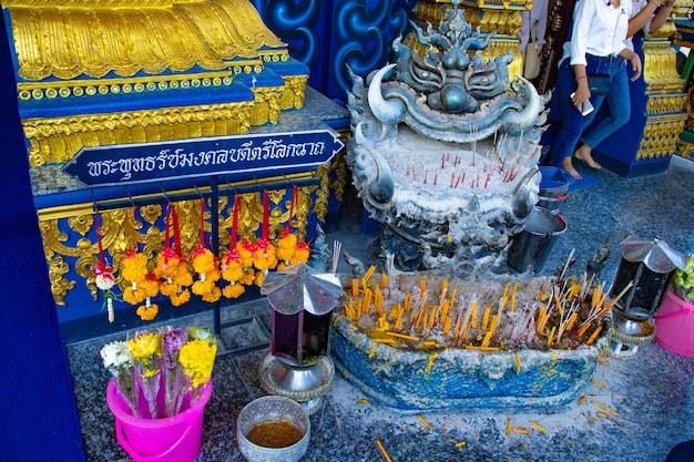 A beautiful view of Blue Temple located in Chiang Rai Thialand