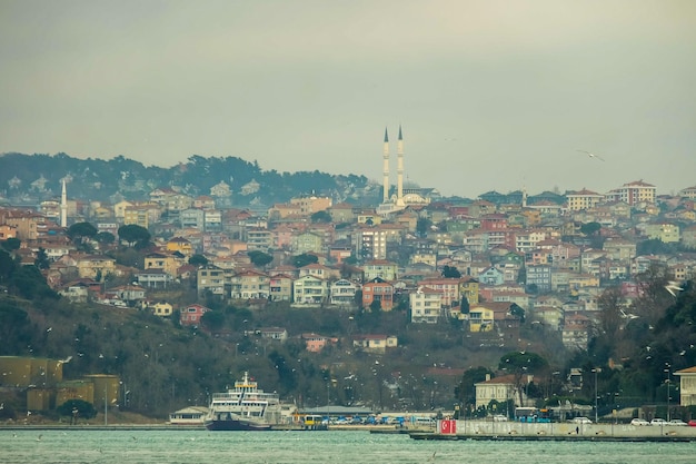 Beautiful View of Bosphorus Coastline and Bridge in Istanbul