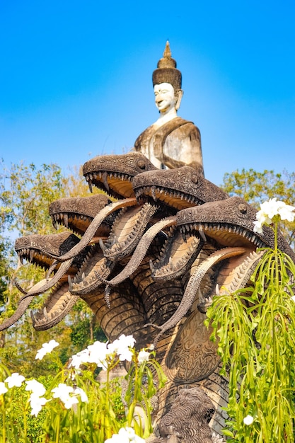 A beautiful view of Buddha Park located in Nong Khai Thailand