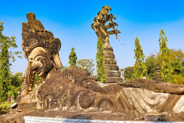 A beautiful view of Buddha Park located in Nong Khai Thailand