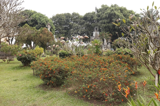 A beautiful view of Buddha Park located in Vientiane Laos