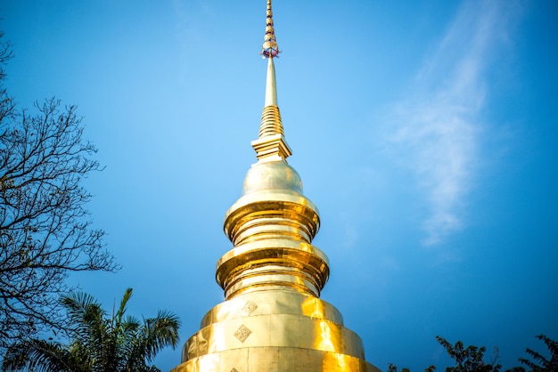 A beautiful view of buddhist temple located in Chiang Mai Thailand