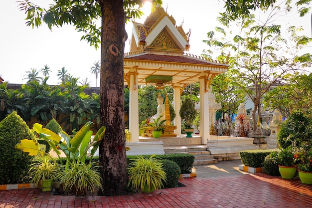 A beautiful view of buddhist temple located in Vientiane Laos