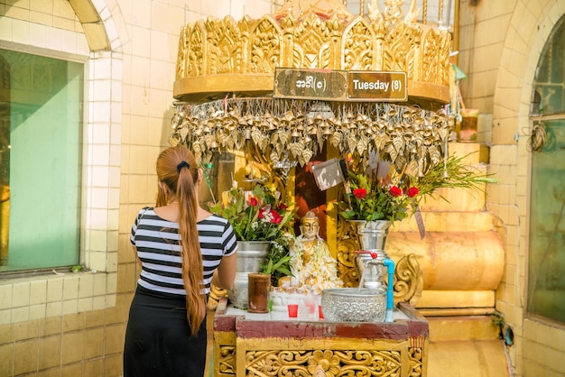 A beautiful view of buddhist temple located in Yangon Myanmar