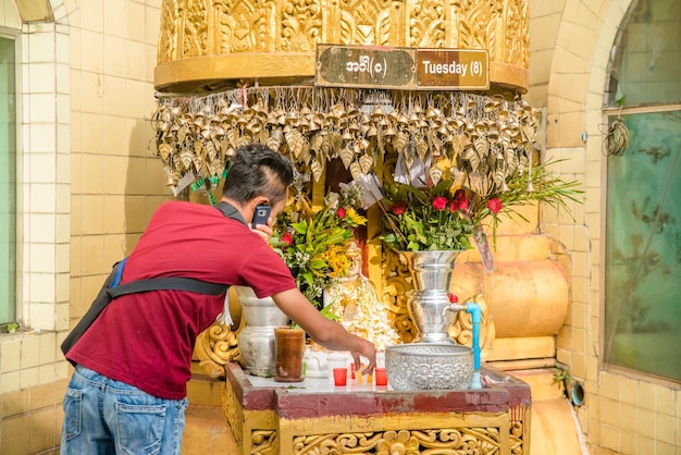 A beautiful view of buddhist temple located in Yangon Myanmar