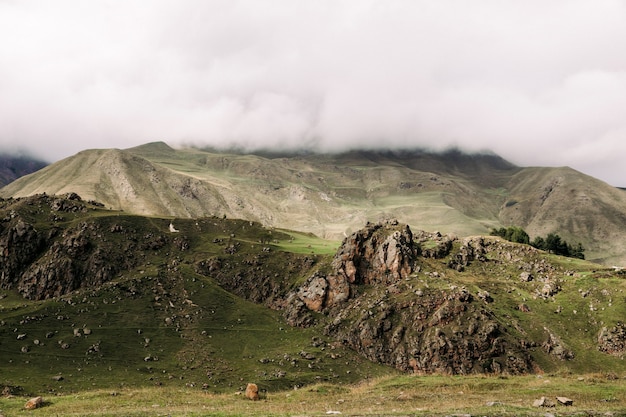 Beautiful view of the Caucasus Mountains along the Georgian Military Road