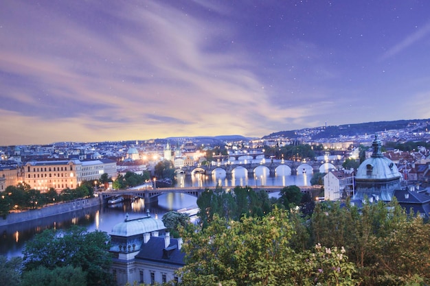 Beautiful view of Charles Bridge, Old Town and Old Town Tower of Charles Bridge, Czech Republic