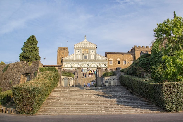 Beautiful view of the Church of San Miniato al Monte in Florence Italy