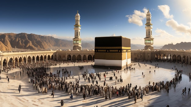 the beautiful view of the city of Mecca and also the place of worship of the Kaaba