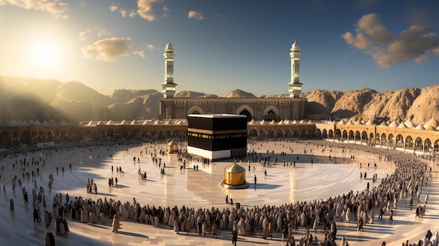 the beautiful view of the city of Mecca and also the place of worship of the Kaaba