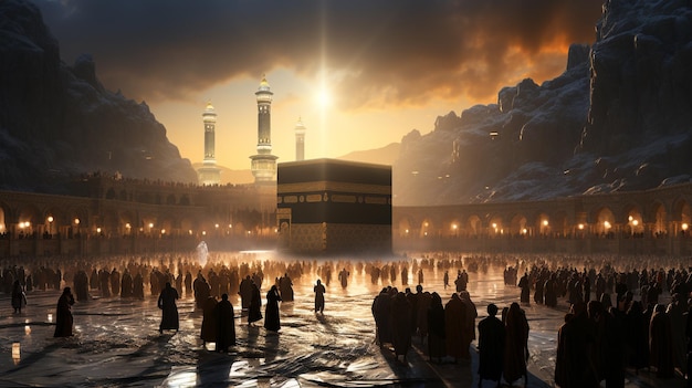 the beautiful view of the city of Mecca and also the place of worship of the Kaaba