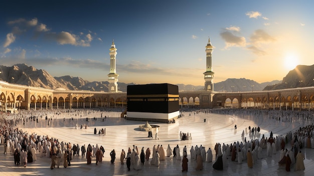 the beautiful view of the city of Mecca and also the place of worship of the Kaaba