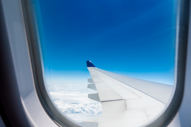 Beautiful view of Cloudscape and airplane wing 