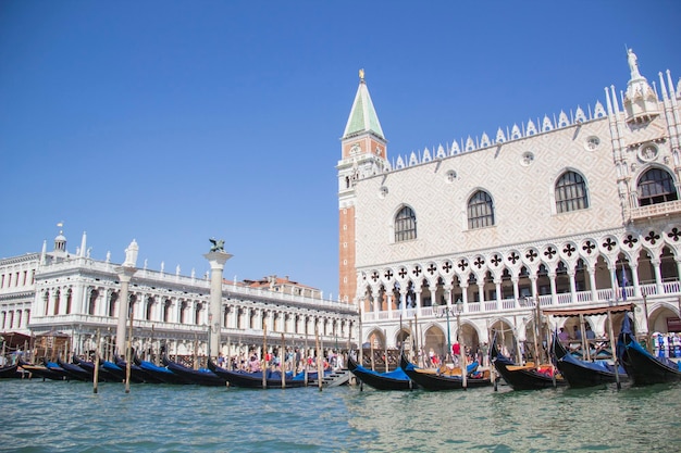 Beautiful view of the Doges Palace and St. Marks Basilica in Venice, Italy