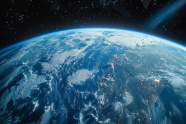 Beautiful view of the earth from space blue and white colors high resolution high quality high d