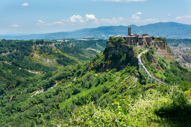 Beautiful view on the famous dead town of Civita di Bagnoregio, Italy