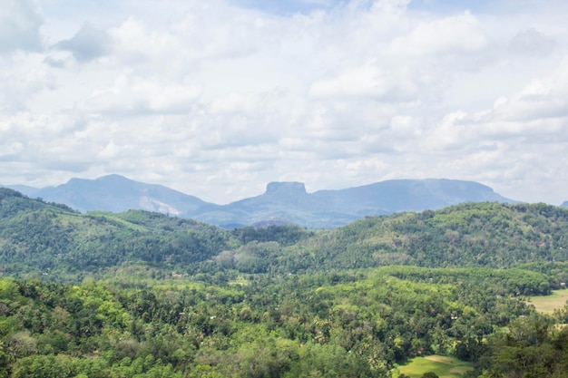 Beautiful view of the famous Sigiriya Mountain Lion Mountain among the rainforest Sri Lanka