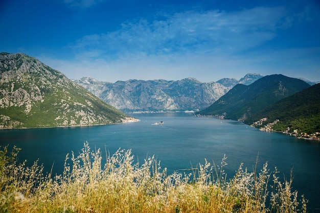 Beautiful view from the observation viewpoint in the mountain road in Montenegro