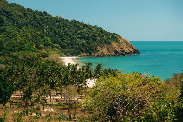 Beautiful view from the top to the tropical beach