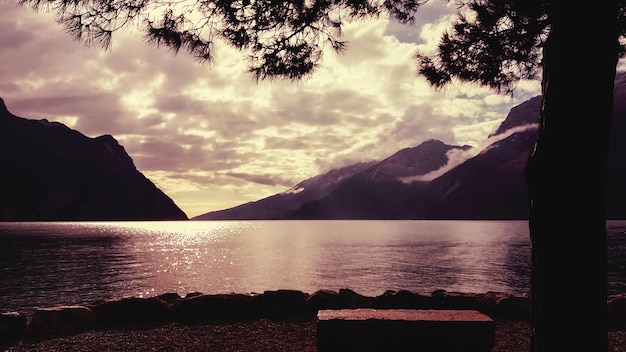 Beautiful view of Garda Lake at sunset