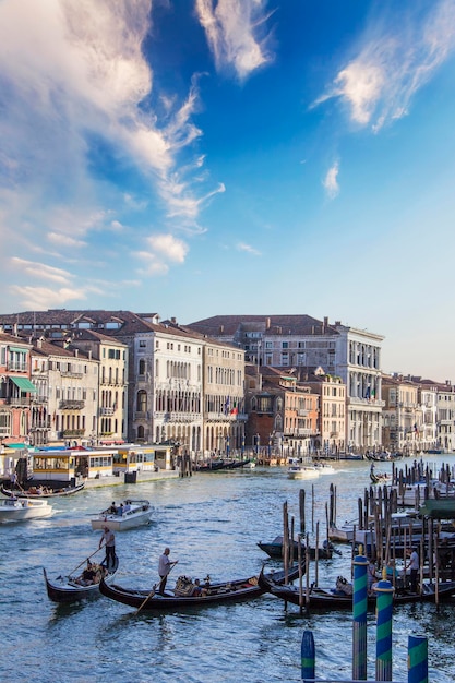 Beautiful view of the gondolas and the Grand Canal, Venice, Italy