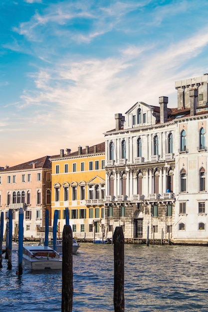 Beautiful view of the gondolas and the Grand Canal, Venice, Italy