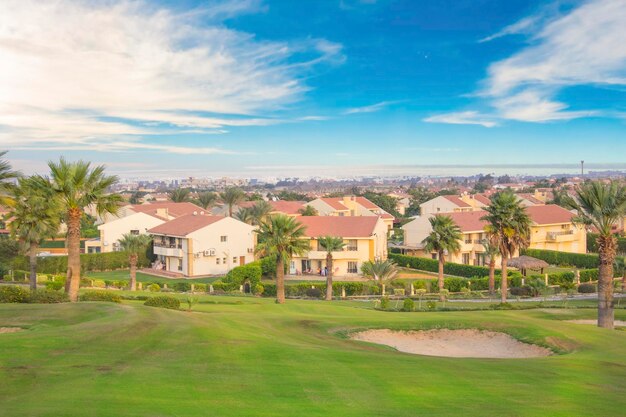 Beautiful view of the green lawn in Sheikh Zayed, Egypt