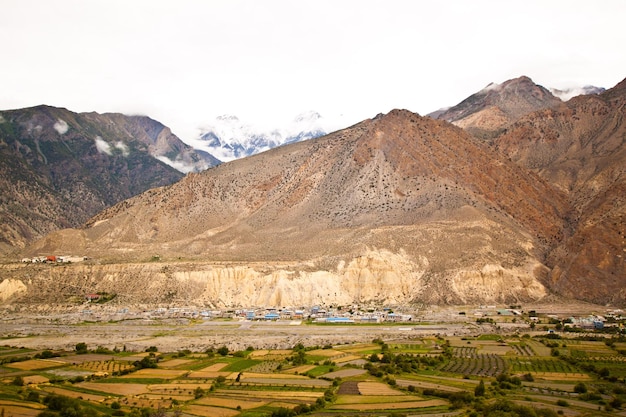 Beautiful view of Jomsom valley in Low Mustang, Nepal