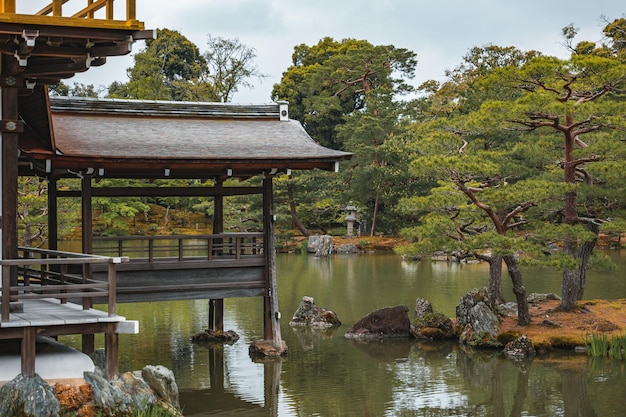 Beautiful view of the Kinkaku-ji tea house in Kyoto, Japan