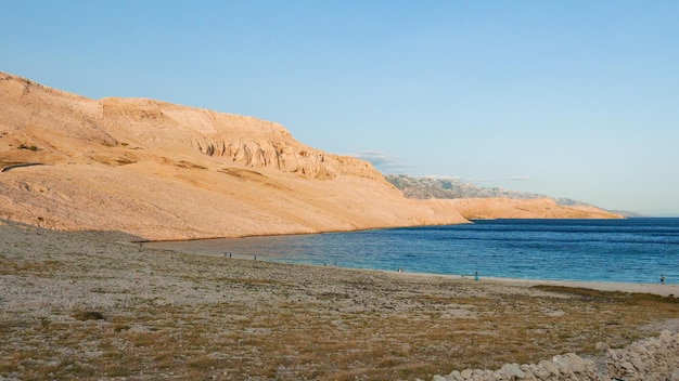 Beautiful view of Lake Aydarkul in Uzbekistan under a clear sky