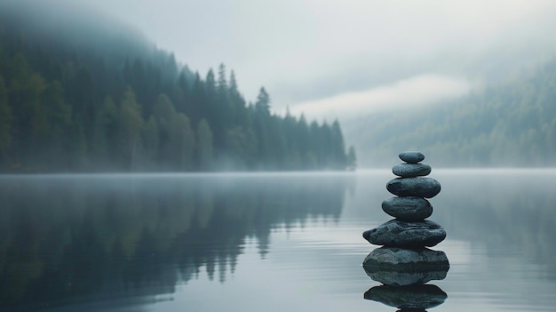 Photo beautiful view of the lake in the mountains