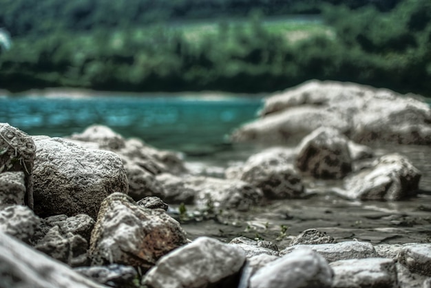 Beautiful view of lake with rocks