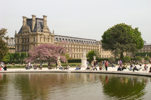 Beautiful view of the Luxembourg garden on a spring day Paris France