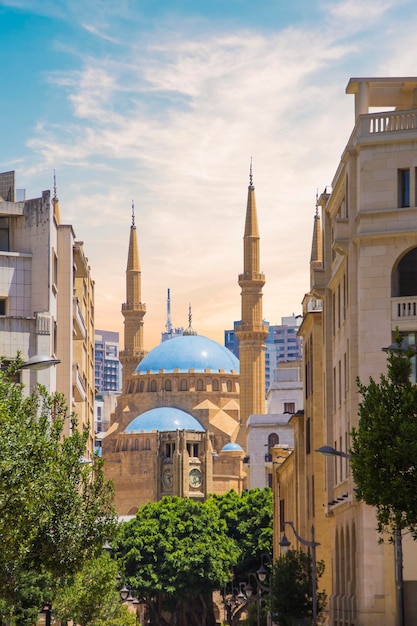 Beautiful view of Mohammad Al-Amin Mosque and Downtown Beirut, Lebanon