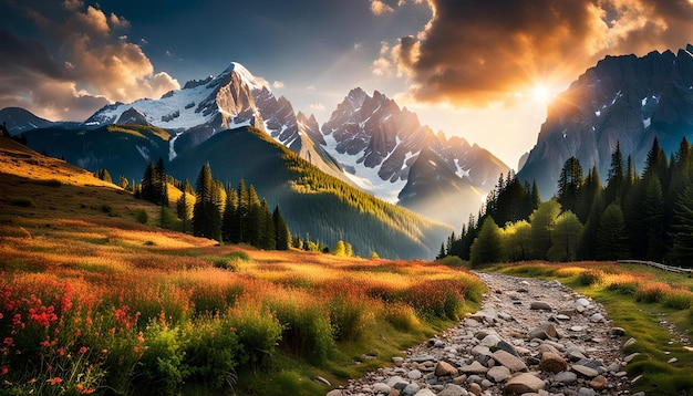 Beautiful view of the mountain mountain landscape the beauty of nature